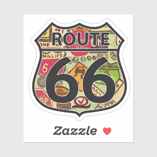 Route 66 verkeersbord gevormd sticker (Vel)