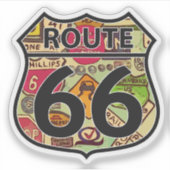 Route 66 verkeersbord gevormd sticker (Voorkant)