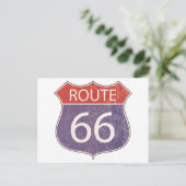 Route 66 Verkeersteken - rode & blauwe roestig Briefkaart (Staand voorkant)