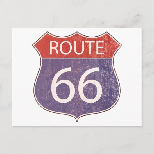 Route 66 Verkeersteken - rode & blauwe roestig Briefkaart (Voorkant)