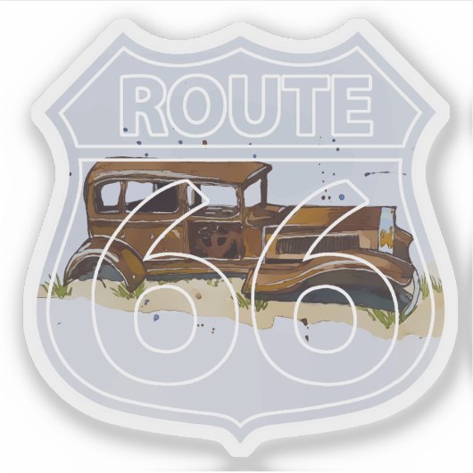 Route 66 Versteend bos Studebaker Sticker (Voorkant)