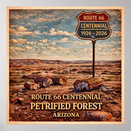 Route 66 Versteend Woud Arizona Poster (Voorkant)