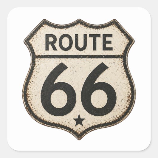 Route 66 Verweerde Retro Schild Sticker (Voorkant)