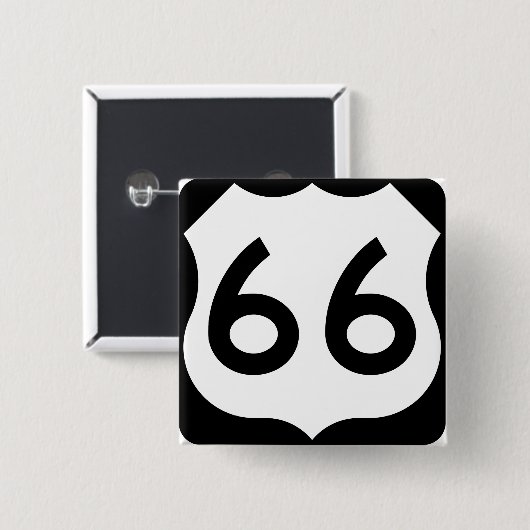 Route 66 vierkante button 5,1 cm (Voorkant /achterkant)