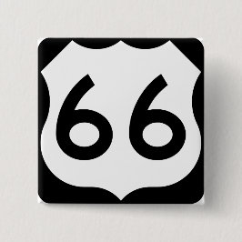 Route 66 vierkante button 5,1 cm