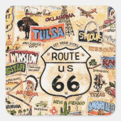 Route 66 vierkante sticker (Voorkant)