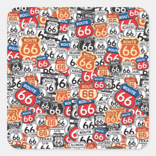 Route 66 vierkante sticker