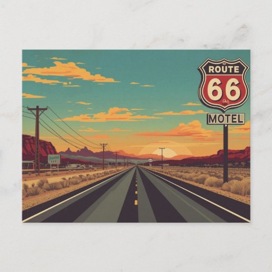 Route 66 Vintage American Road Trip Art Briefkaart (Voorkant)
