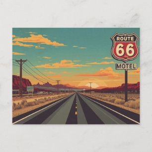Route 66 Vintage Amerikaanse Roadtrip Kunst Feestdagenkaart