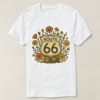 Route 66 Vintage Bloemendesign in Amerikaanse Stij T-shirt