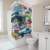 Route 66, Vintage cars, Road Trips Douchegordijn (In situ)