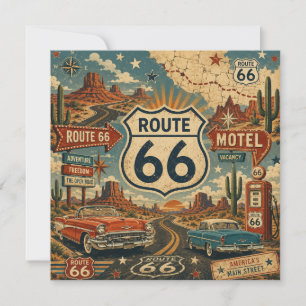 Route 66 Vintage Desert Highway Avontuur Kunst Kaart