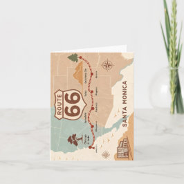 Route 66 Vintage Kaart met Historische Steden