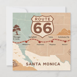 Route 66 Vintage Kaart met Historische Steden