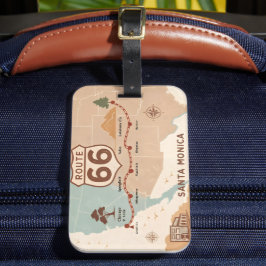 Route 66 Vintage Kaart met Historische Steden Bagagelabel
