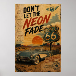 route 66 Vintage Klassieke Auto Americana Kunst Poster