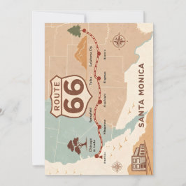 Route 66 Vintage Map with Historic Cities Feestdagenkaart