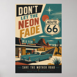 route 66 Vintage Motel Klassieke Auto Kunst Poster