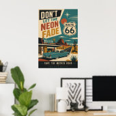 route 66 Vintage Motel Klassieke Auto Kunst Poster (Thuiskantoor)