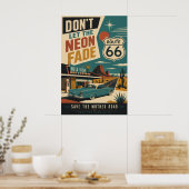 route 66 Vintage Motel Klassieke Auto Kunst Poster (Keuken)