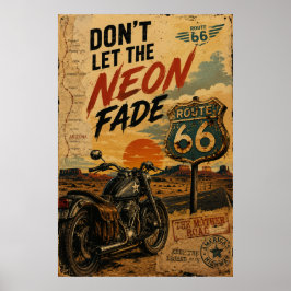 Route 66 Vintage Motorfiets Americana Wanddecorati Poster