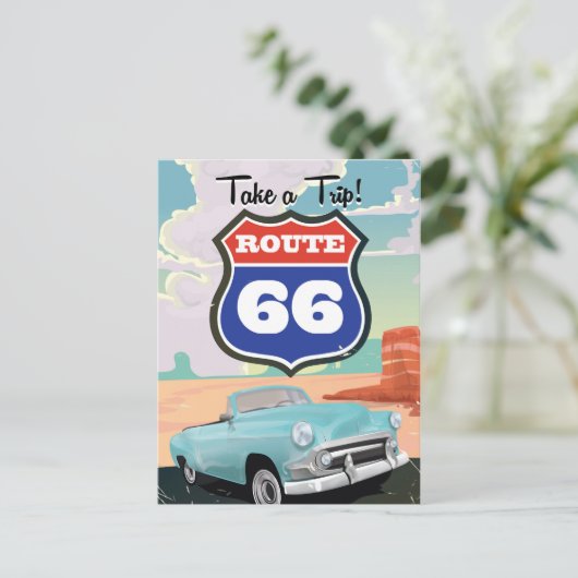 Route 66 vintage-poster briefkaart (Staand voorkant)