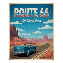 Route 66 Vintage Poster Muurkunst, Retro Amerika