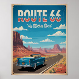 Route 66 Vintage Poster Muurkunst, Retro Amerika 