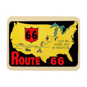 Route 66 - Vintage Reis - Flexibel Magnet Magneet