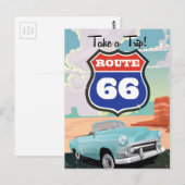Route 66 vintage reisposter briefkaart (Voorkant / Achterkant)