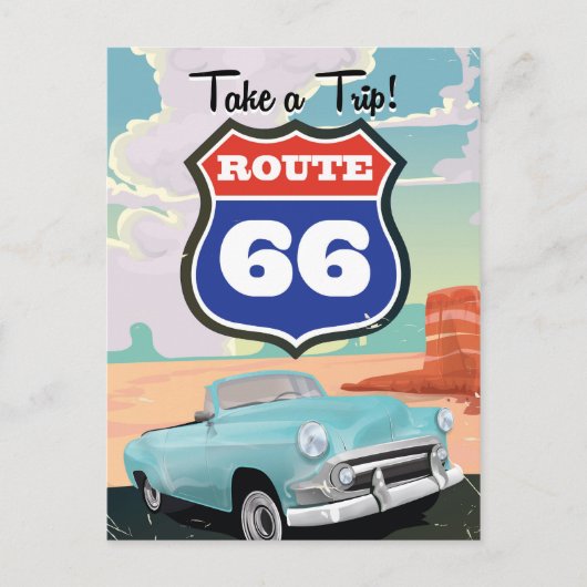 Route 66 vintage reisposter briefkaart (Voorkant)