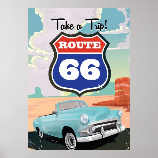 Route 66 vintage reisposter poster (Voorkant)