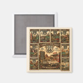 Route 66 Vintage Reisstempel Magneet (Voorkant / Achterkant)