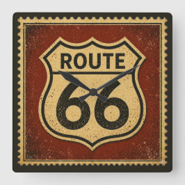 Route 66 Vintage Schild Retro Garage Muurkunst Vierkante Klok