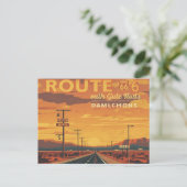 Route 66 Vintage Sunset Road Art Briefkaart (Staand voorkant)