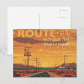 Route 66 Vintage Sunset Road Art Feestdagenkaart (Voorkant / Achterkant)