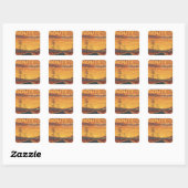 Route 66 Vintage Sunset Weg Kunst Vierkante Sticker (Vel)
