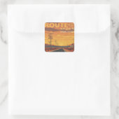 Route 66 Vintage Sunset Weg Kunst Vierkante Sticker (Tas)