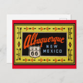 Route 66 - Vintage Travel Albuquerque New Mexico Briefkaart (Voorkant / Achterkant)