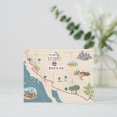 Route 66 Vintage Travel Map Illustration Briefkaart (Staand voorkant)