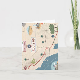 Route 66 Vintage Travel Map Illustration Feestdagen Kaart