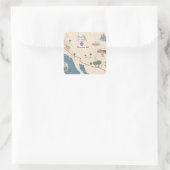 Route 66 Vintage Travel Map Illustration Vierkante Sticker (Tas)