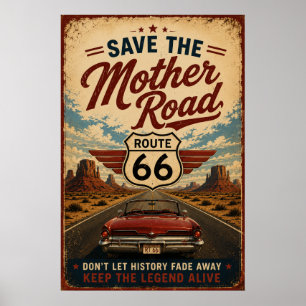 Route 66 Vintage Zuidwest Woestijn Roadtrip Poster