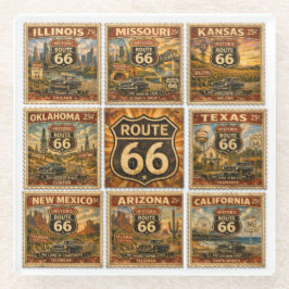 Route 66 Wegkantstempels Vintage Huisbar Kunst Glazen Onderzetter