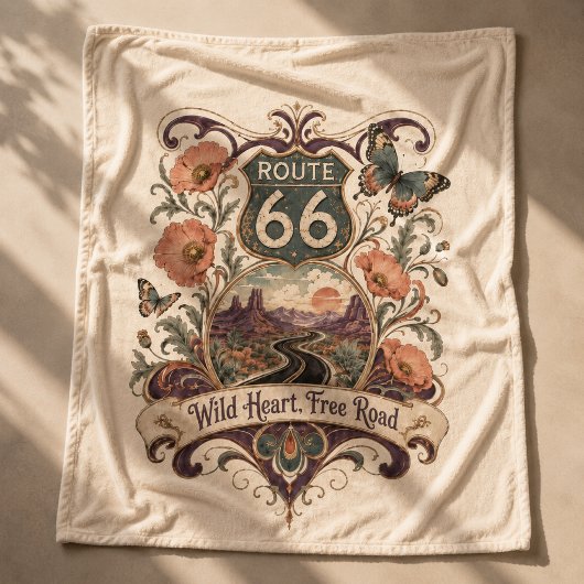 Route 66 Wild Heart Road Trip Comfort Fleece Deken