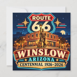 Route 66 Winslow Arizona Eeuwfeest Neon Nachten