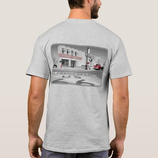 Route 66 Winslow Arizona Red Splash Foto T-shirt (Achterkant)