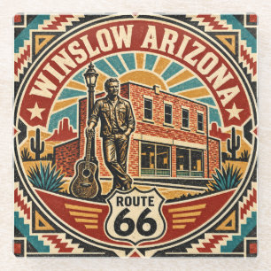 Route 66 Winslow Arizona Retro Southwest Americana Glazen Onderzetter