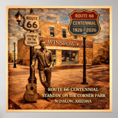 Route 66 Winslow Arizona Staande Poster (Voorkant)