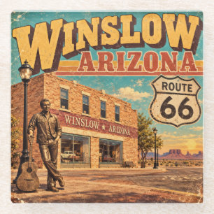 Route 66 Winslow Arizona Vintage Hoofdstraat Glazen Onderzetter